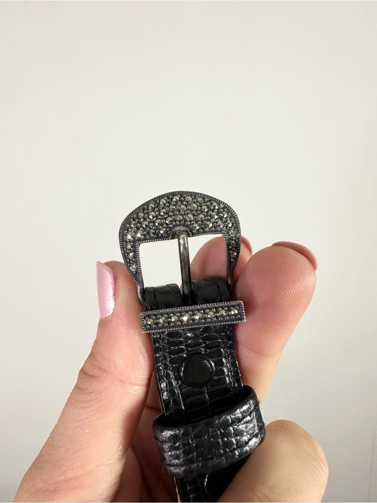 Vintage Judith Jack Black Embossed Leather Belt